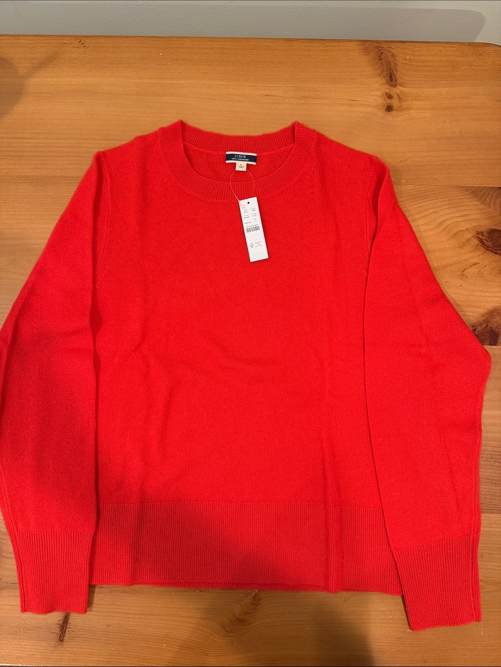 J. Crew Red Cashmere Crewneck Sweater